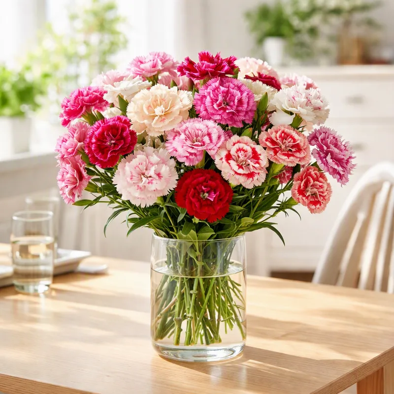 Bouquet classique d'œillets arrangé dans un intérieur