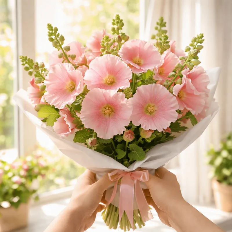 Rose trémière - rose - image 3