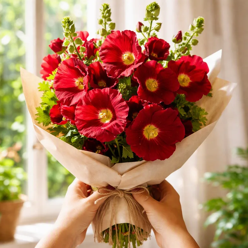 Rose trémière - rouge - image 3